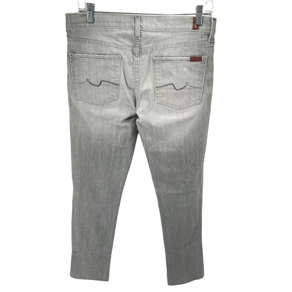 7 for all Mankind Womens Skinny Jeans 5 Pocket Cotton Blend Mid Rise Gray 29